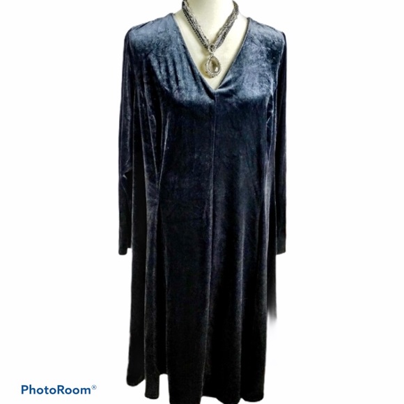 Amanda Uprichard Dress Velvet Fit Flare Gray 1X - Picture 7 of 11